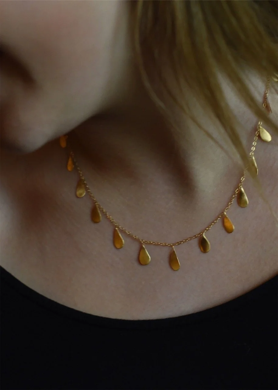 gold necklace pendant charm coral organic natural Devon Totnes sculptural modern edgy statement piece handcrafted artisan molten metalsmith