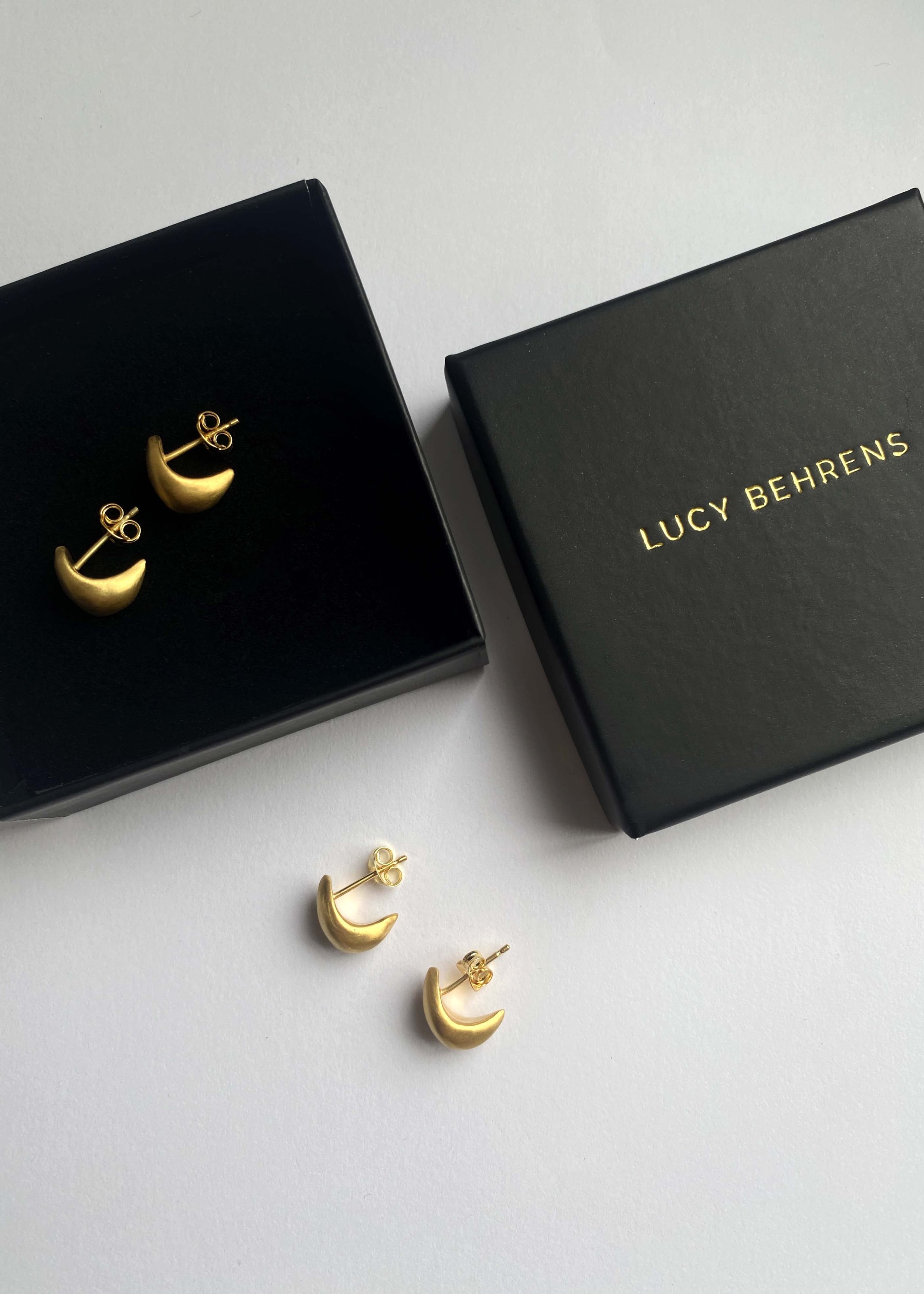 half moon simple luna huggie handmade jewellery stud artisan earrings devon totnes