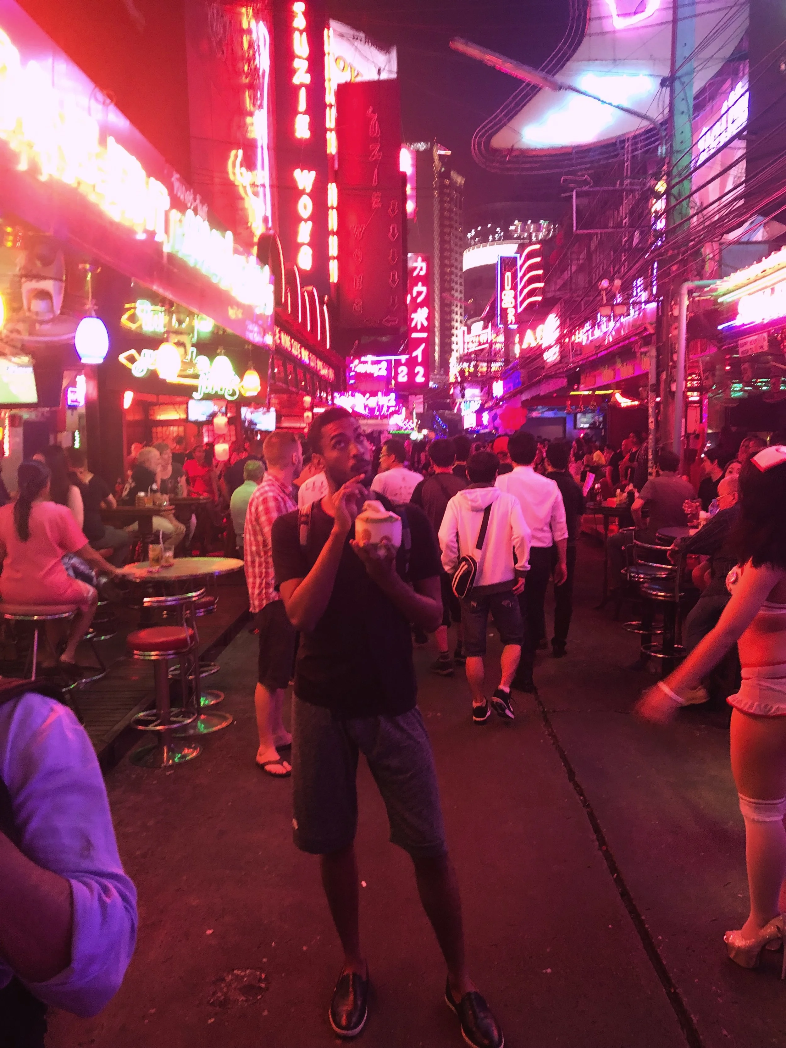 Minding my business in one of Bangkok’s red light districts.