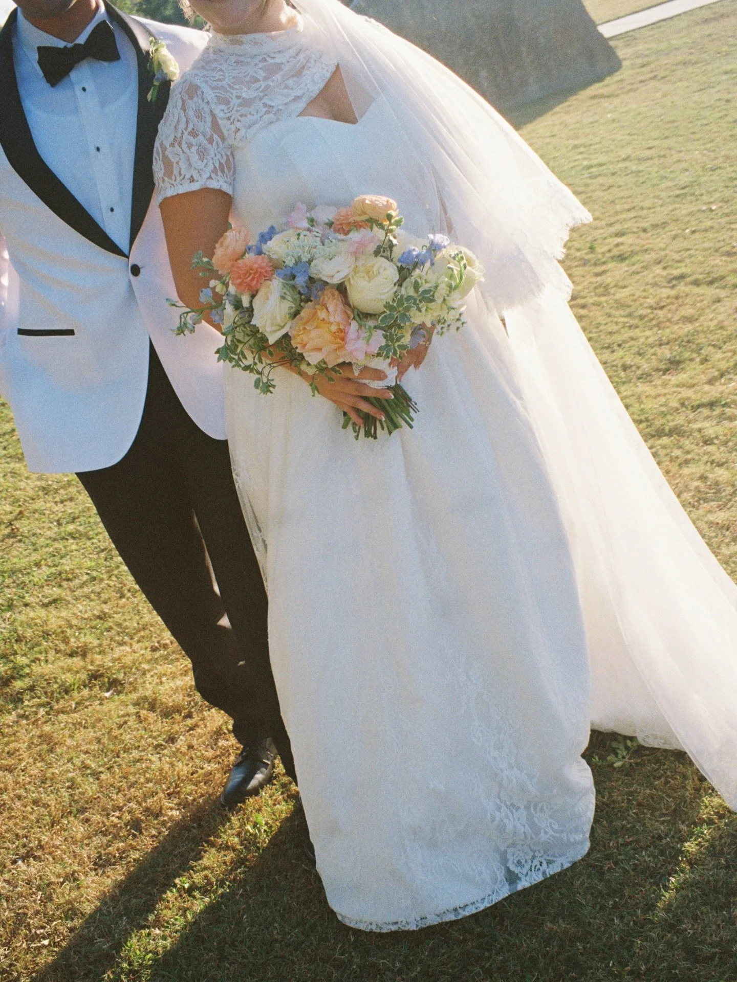 Madison&rsquo;s Custom Dress made from layers of tulle &amp; soft chantilly floral lace for the most beautiful bride🤍💐 (oh! &amp; her custom veil to compliment the whole look)