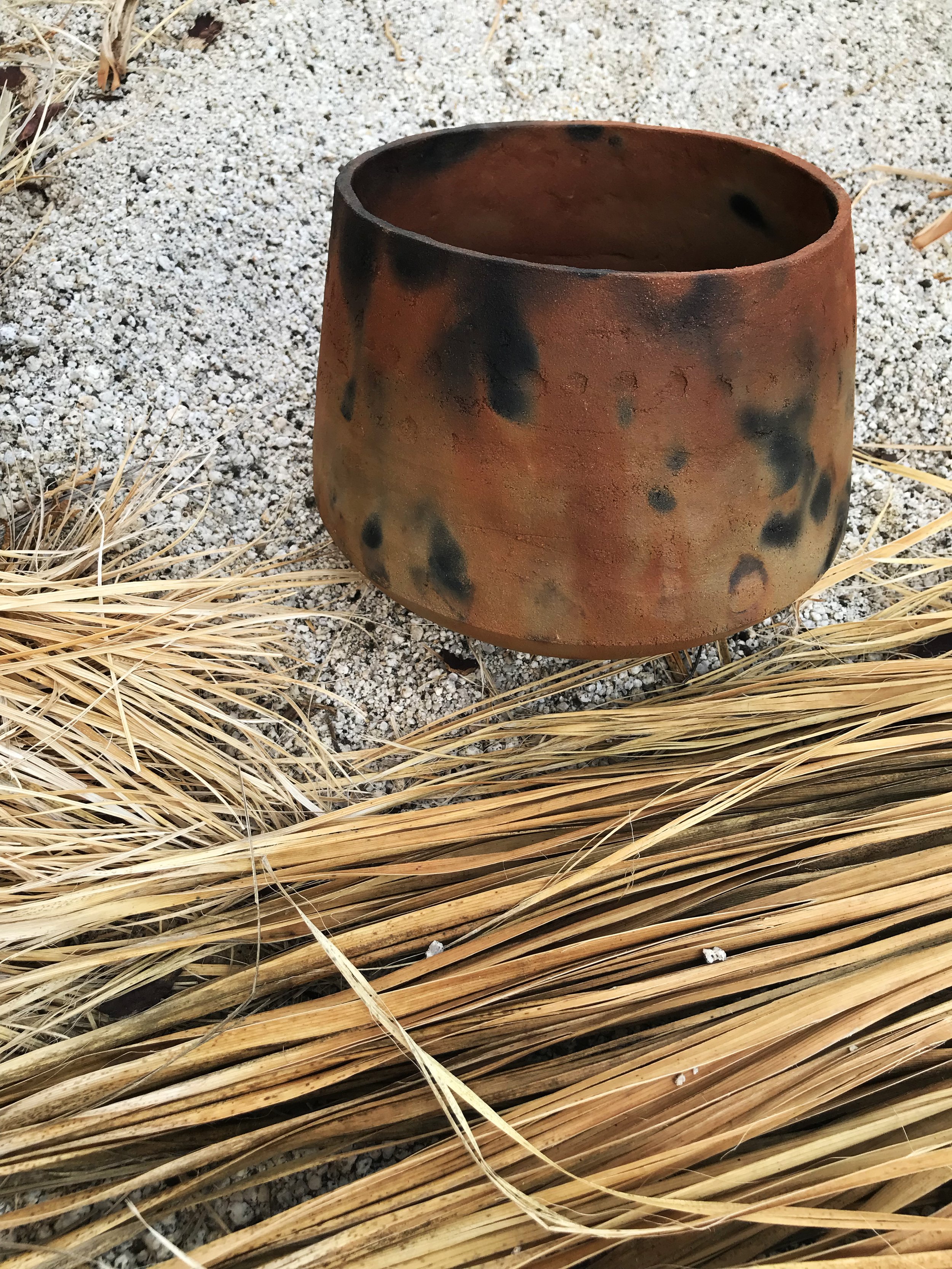 Wild foraged clay, hand built and pit fired.