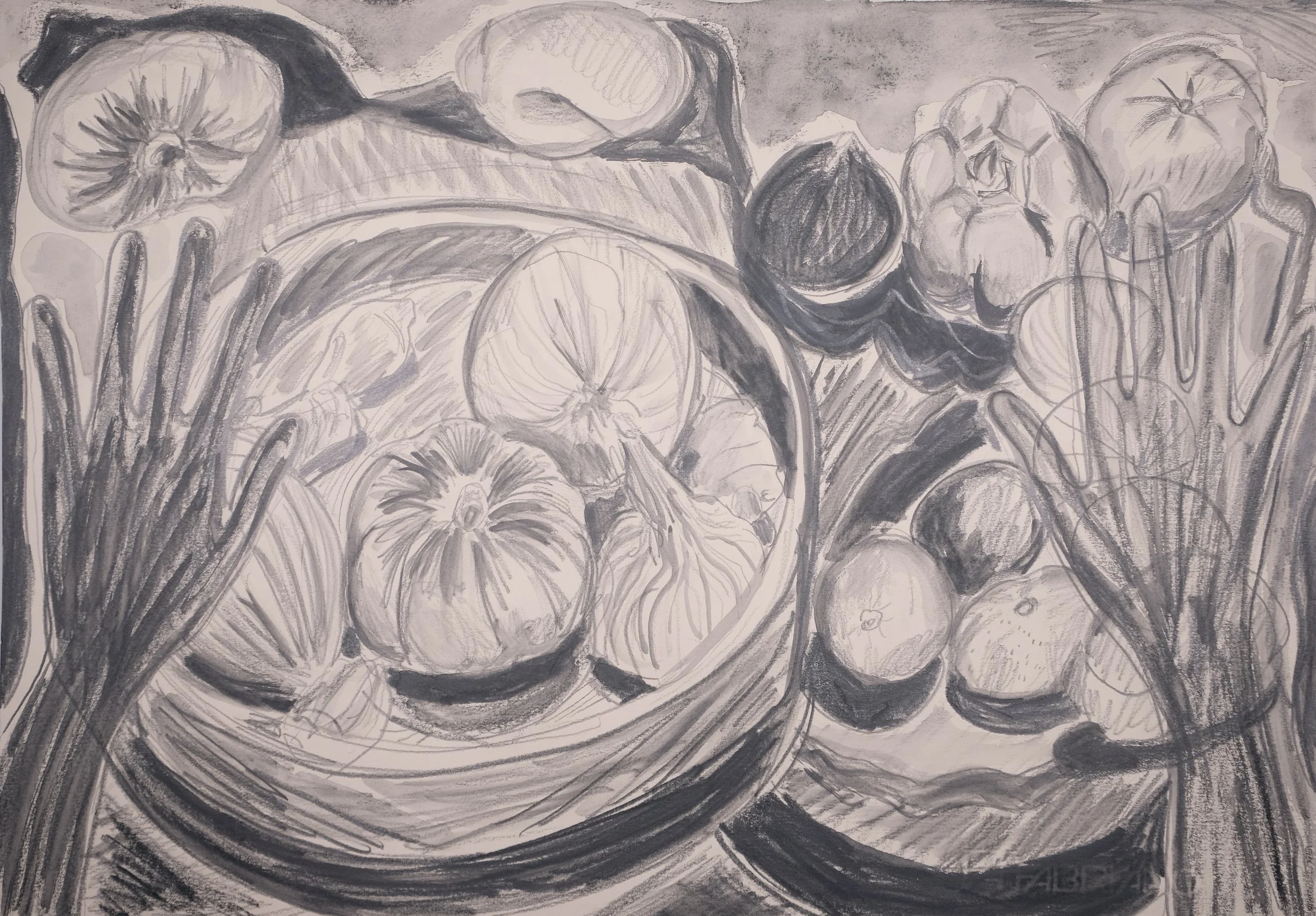 Mãos com frutas de verão, 2026, graphite on Fabriano rosaspina paper, 35.5 x 50 cm.JPG