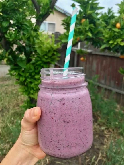 Who knew nut butter blended in with smoothies so well? You will love the nutty flavor that get combined with sweet berries + banana and (hidden) greens!