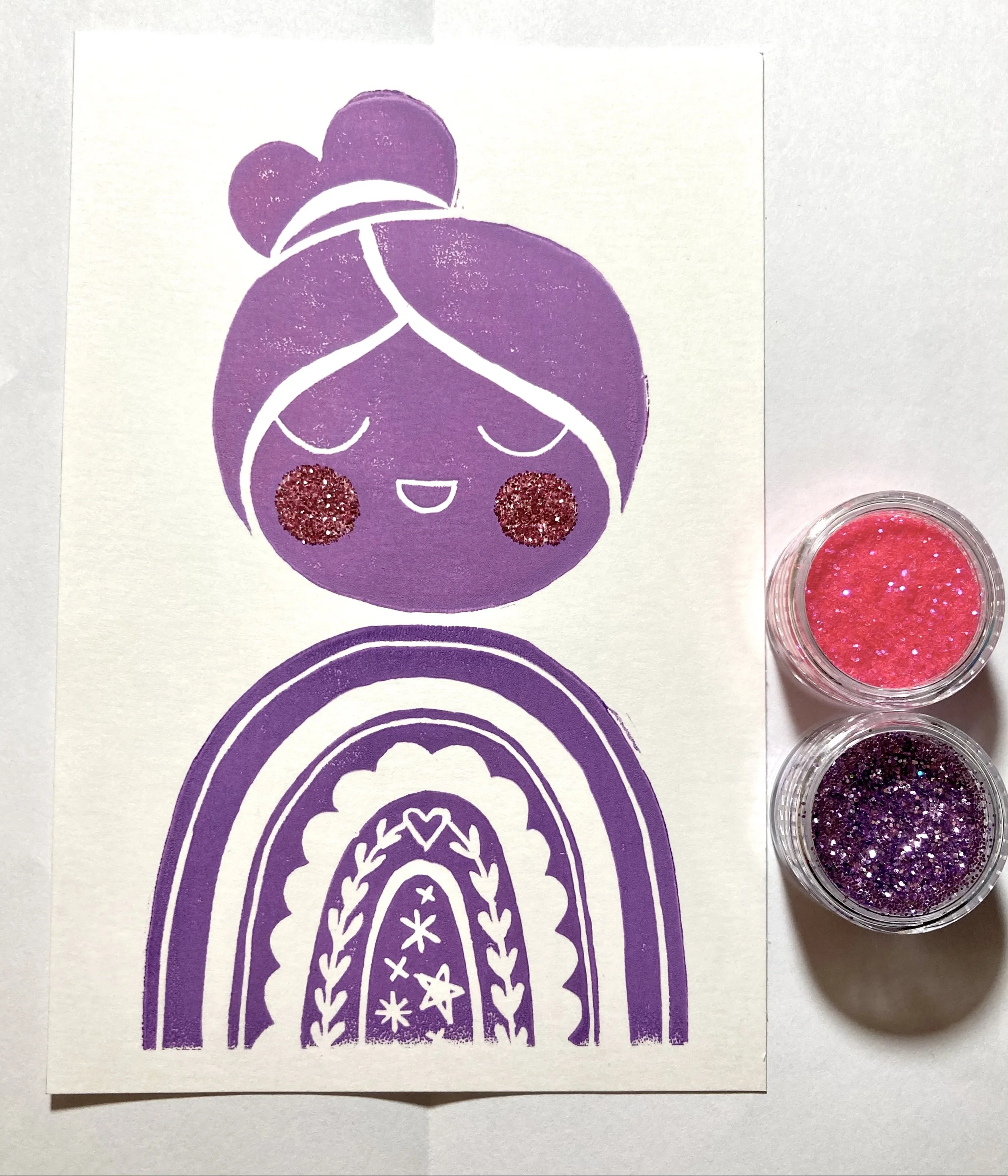 mixed media kokeshi print