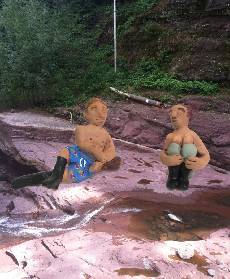 River Couple  Enamel on Bronze  12.5' x4.65' x6.6' Fawn's Leap , NY  2012.jpg