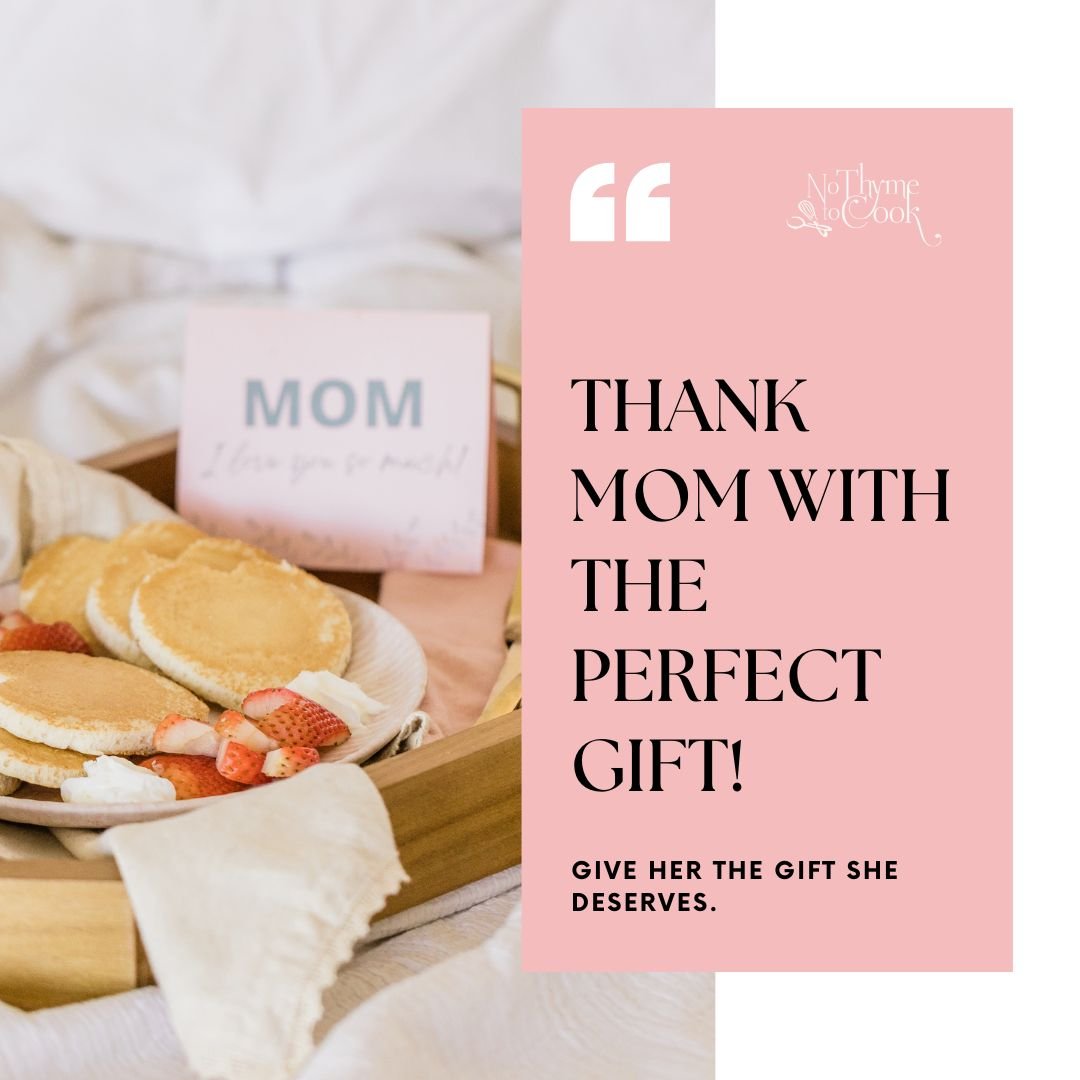 This Mother's Day, give Mom the gift she truly deserves &ndash; a delightful culinary experience at No Thyme to Cook! 💐 
Treat her to a memorable brunch or surprise her with a gift card so she can choose her own culinary adventure. Because every mom