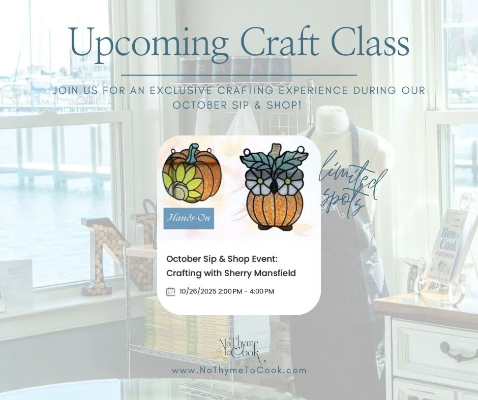 ✨ Get creative at our October Sip &amp; Shop with an exclusive hands-on crafting experience!
Join host Sherry Mansfield as you design your own 12-inch sun catcher using crushed glass and resin. Choose from two enchanting designs &mdash; an owl pumpki