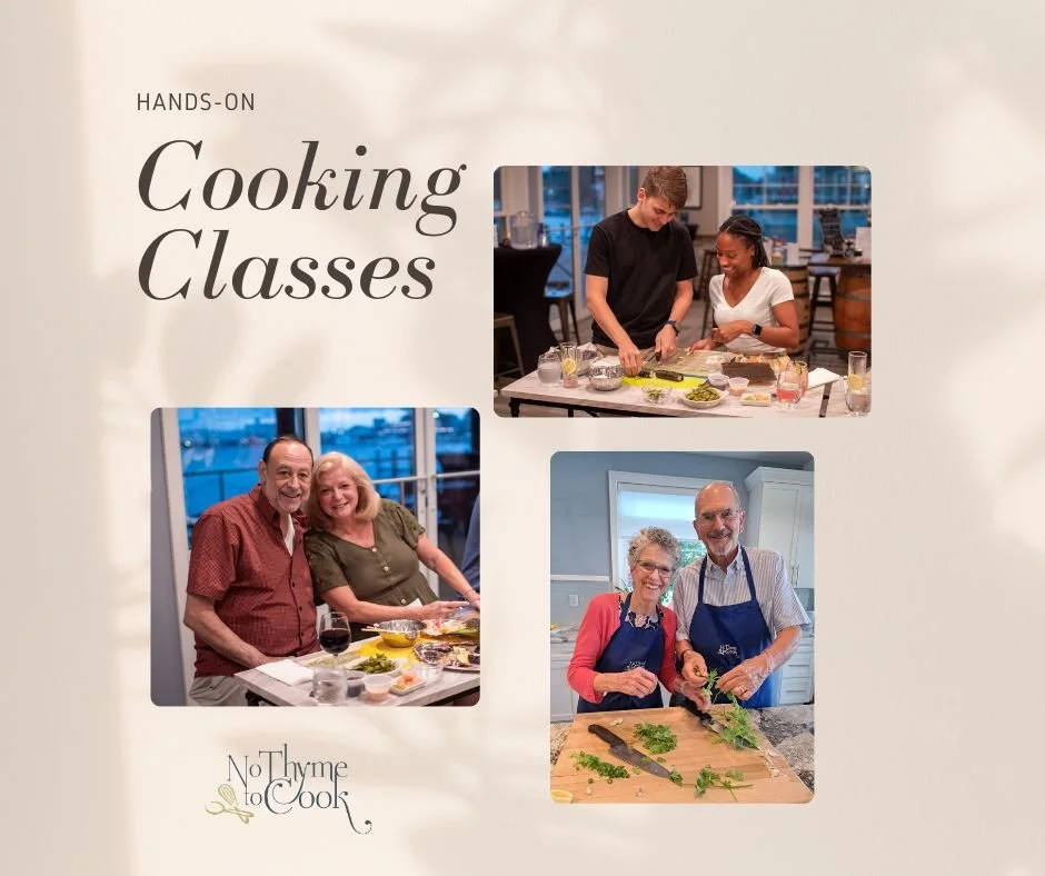 🌿Experience a private cooking class at No Thyme to Cook!

🔪 Learn from expert chefs�.
🌅 Cook in a scenic waterfront setting�.
🥂 Perfect for date nights, family gatherings, or friends.

Book your private experience today and create unforgettable c
