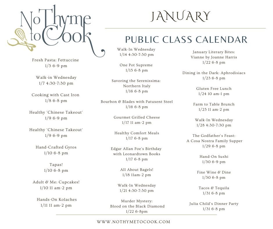 Book the class now and receive 15% off your reservation!
Use code NOTHYME at checkout and treat yourself (or someone special) to a delicious experience.
🎟️ Book online &rarr; www.nothymetocook.simpletix.com