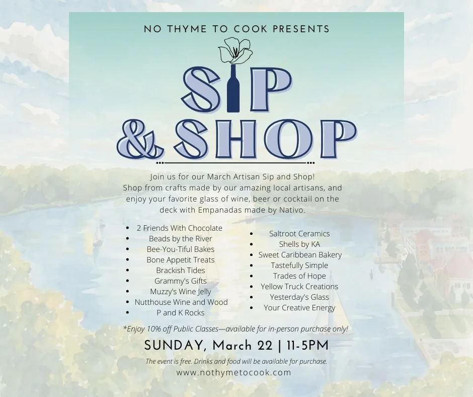 ✨ We can&rsquo;t wait to see you there! 💫
 🗓 Date &amp; Time: Sunday, March 22, 2026 &bull; 11:00 AM &ndash; 5:00 PM 
 📍Location: No Thyme to Cook, 14624 Solomons Island Road South, Solomons, Maryland 20688

www.NoThymeToCook.com