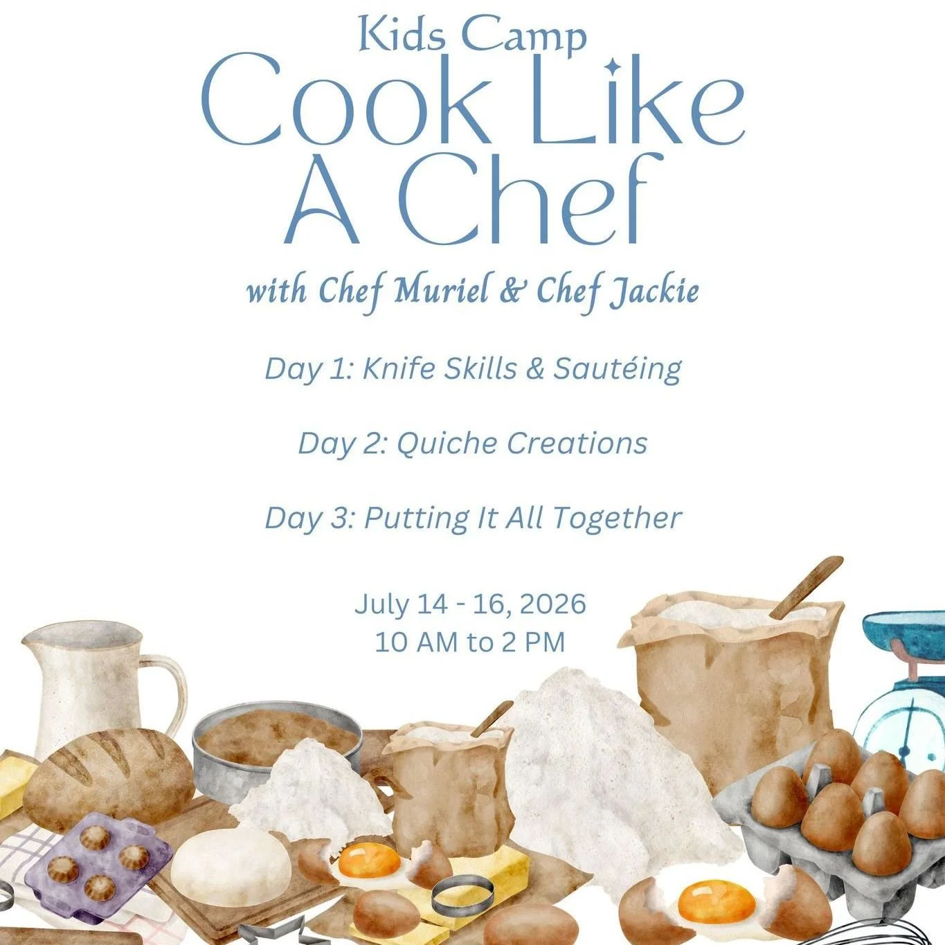 🍳👩&zwj;🍳 Calling All Young Chefs! 👨&zwj;🍳🍳

This exciting 3-day camp is designed for kids ages 8&ndash;12 who love food and want to learn real chef skills in a supportive, creative environment.

✨ What your child will learn:
🔪 Knife skills &am