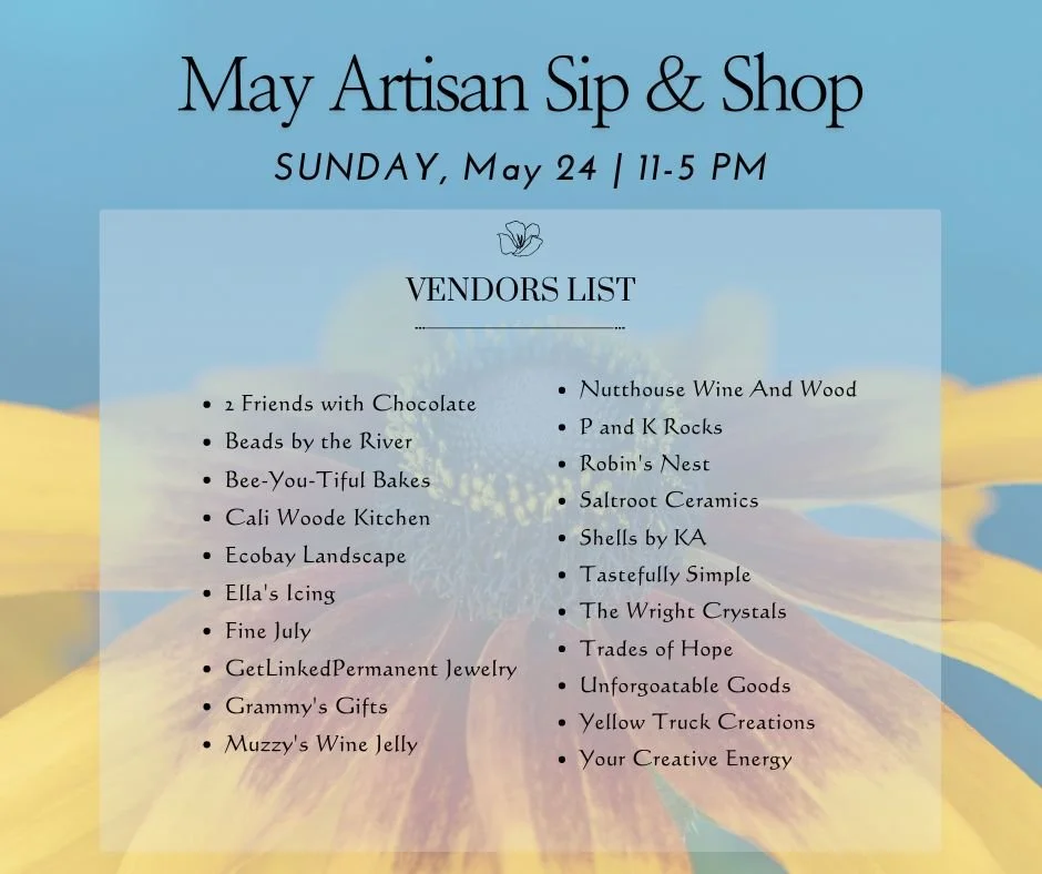 Sunday, spend the afternoon exploring local makers and artisans, discovering unique finds, and enjoying the relaxed atmosphere of Solomons Island. While you shop, our No Thyme To Cook chefs will be serving a menu of freshly prepared favorites availab