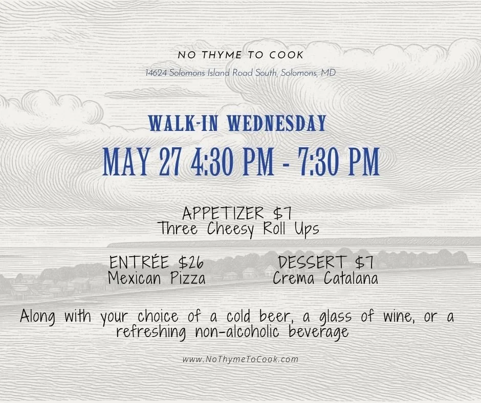 Bring your appetite, gather your people, and enjoy an evening by the water with great food and even better company. Our doors are wide open Wednesdays from 4:30 PM to 7:30 PM!