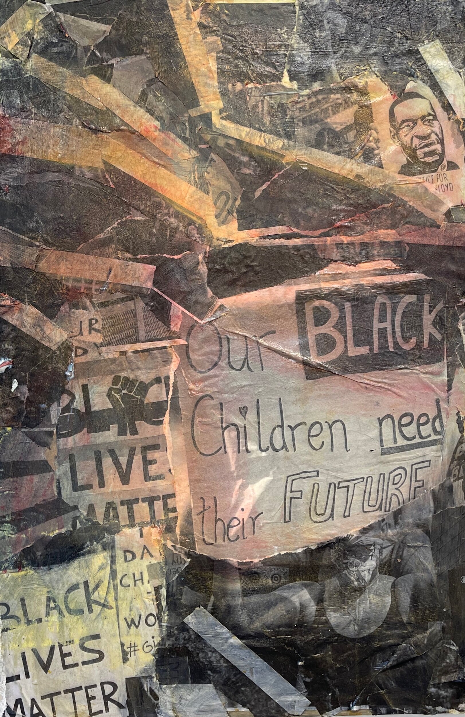 Fauvell_Our Black Children need their Future_ 24" x 36"_ photographs, collage and acrylic on panel, 2021.jpeg