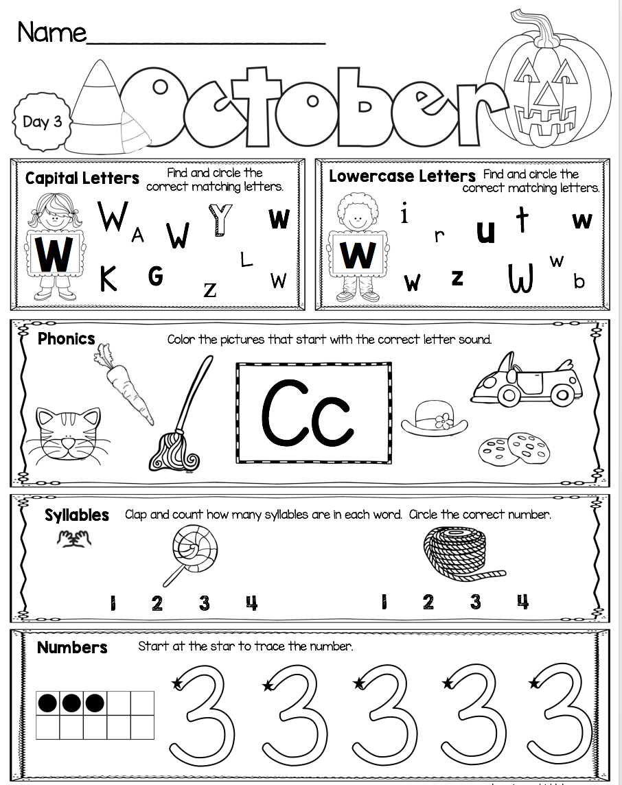 October Kindergarten Morning Work - FREE WEEK!