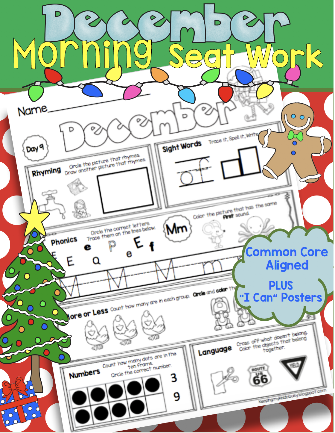 December Morning Seat Work in Kindergarten - FREE WEEK