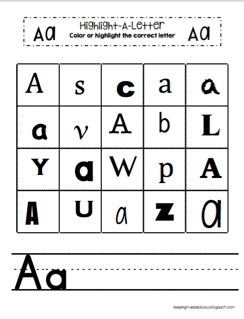 Highlight-a-Letter FREE Printables — Keeping My Kiddo Busy