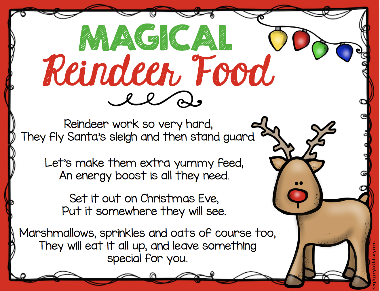 Free reindeer dust printable