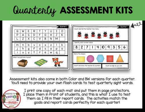 Kindergarten Report Card and Assessment Kit - FREEBIE — Keeping My ...