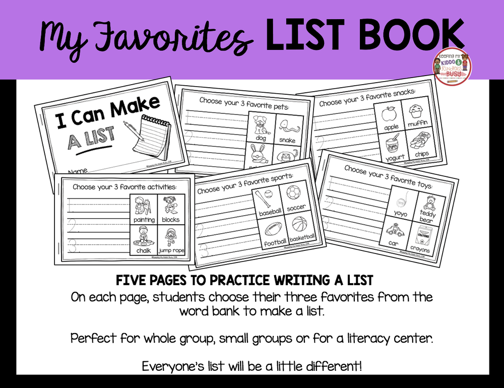 Writing Lists in Kindergarten - Unit 2 FREEBIE — Keeping My Kiddo Busy