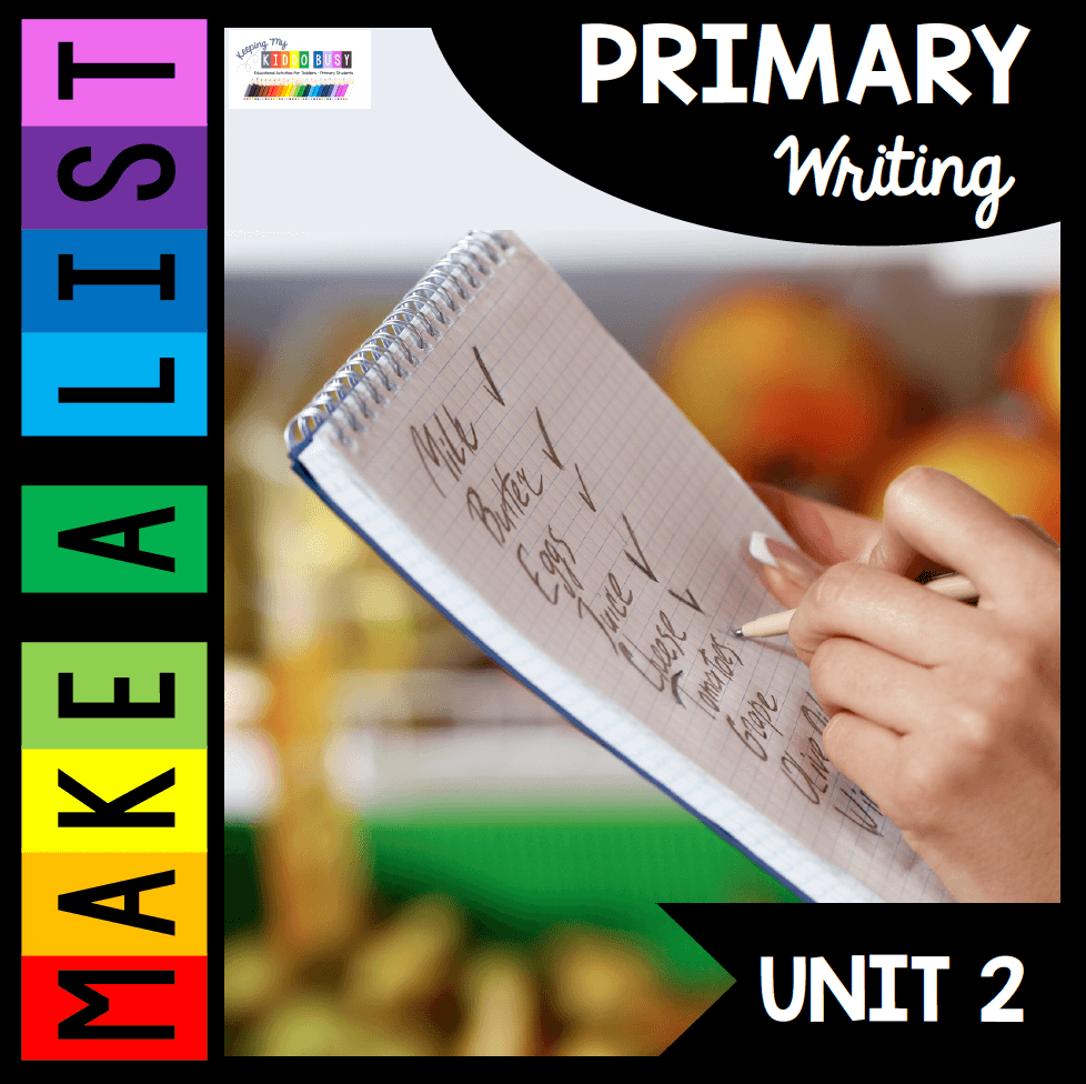 Writing Lists in Kindergarten - Unit 2 FREEBIE
