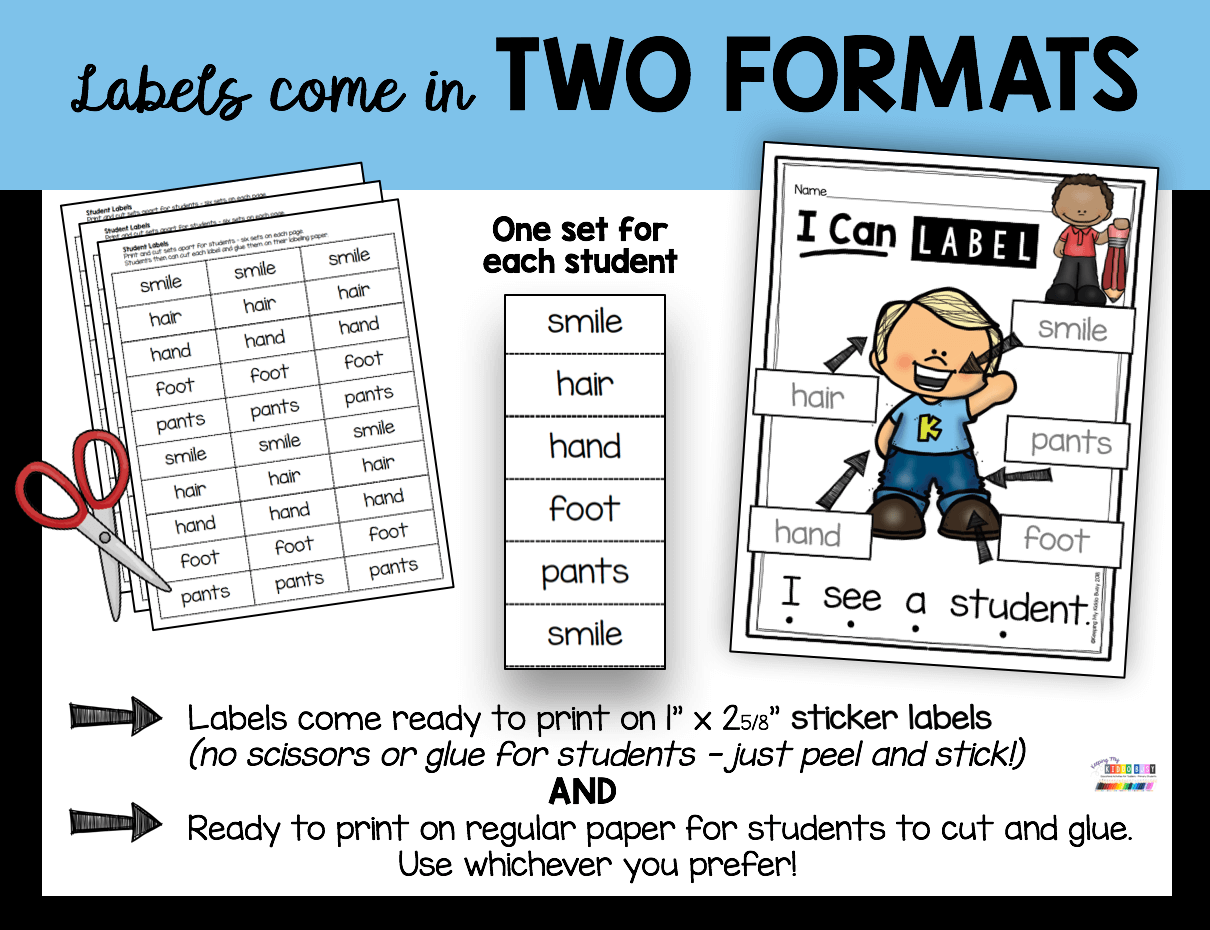 Writing at the Beginning of the Year in Kindergarten - LABELING FREEBIE