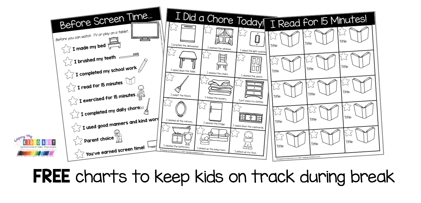 free charts for kids chore charts screen time reading