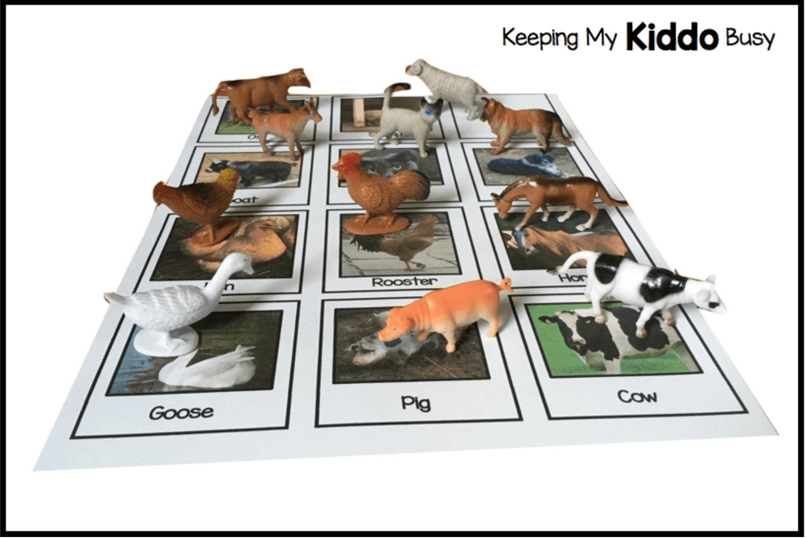 free farm animal picture cards Montessori printables preschool