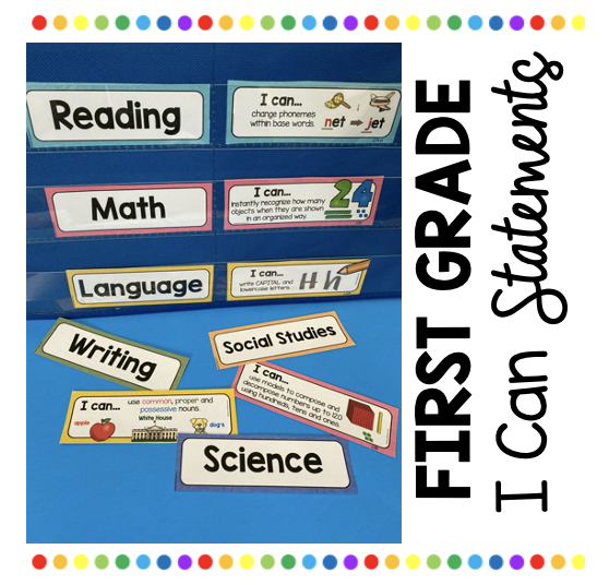 First Grade I Can Statements - FREEBIE CARDS