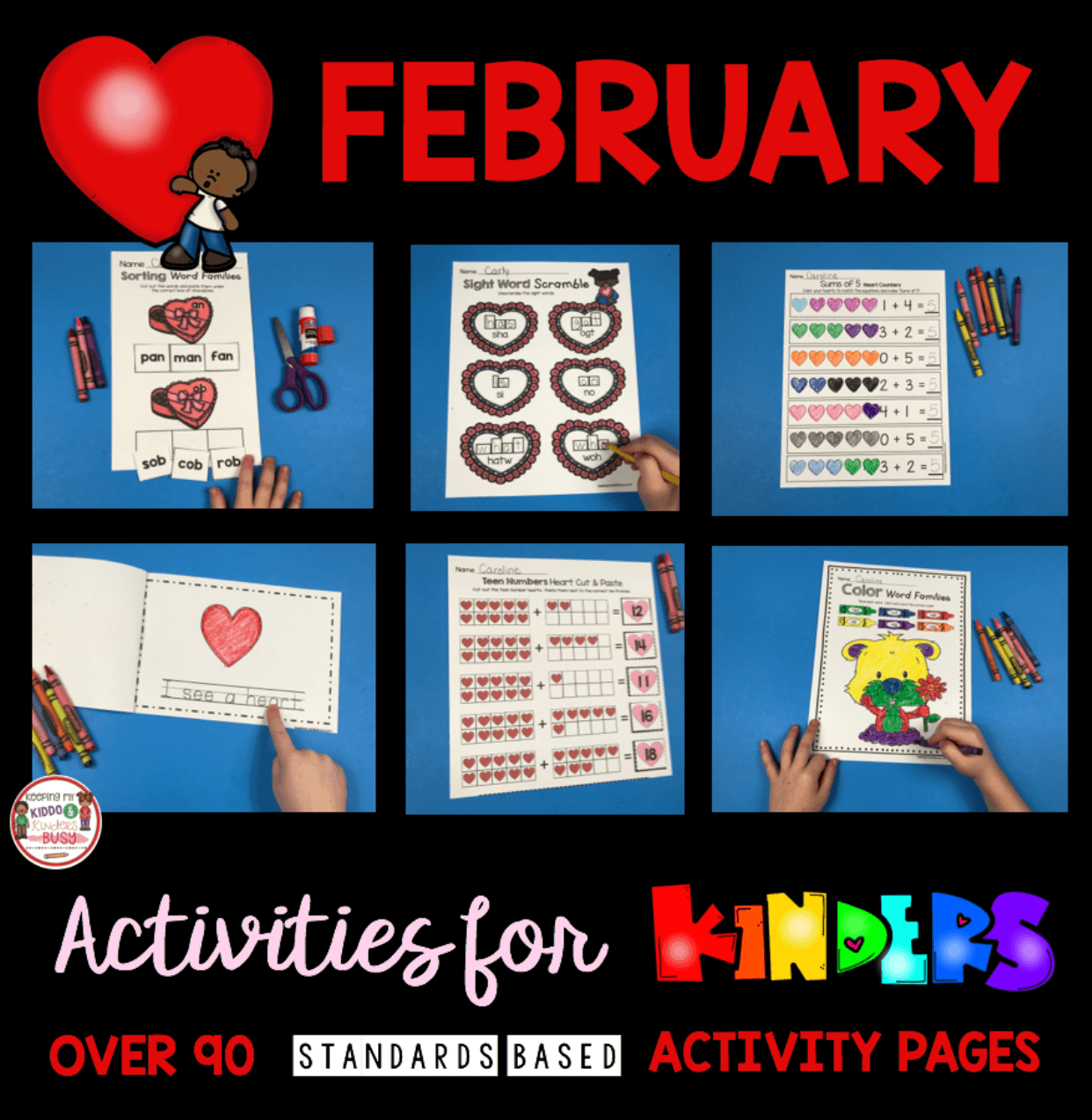 kindergarten February worksheets free