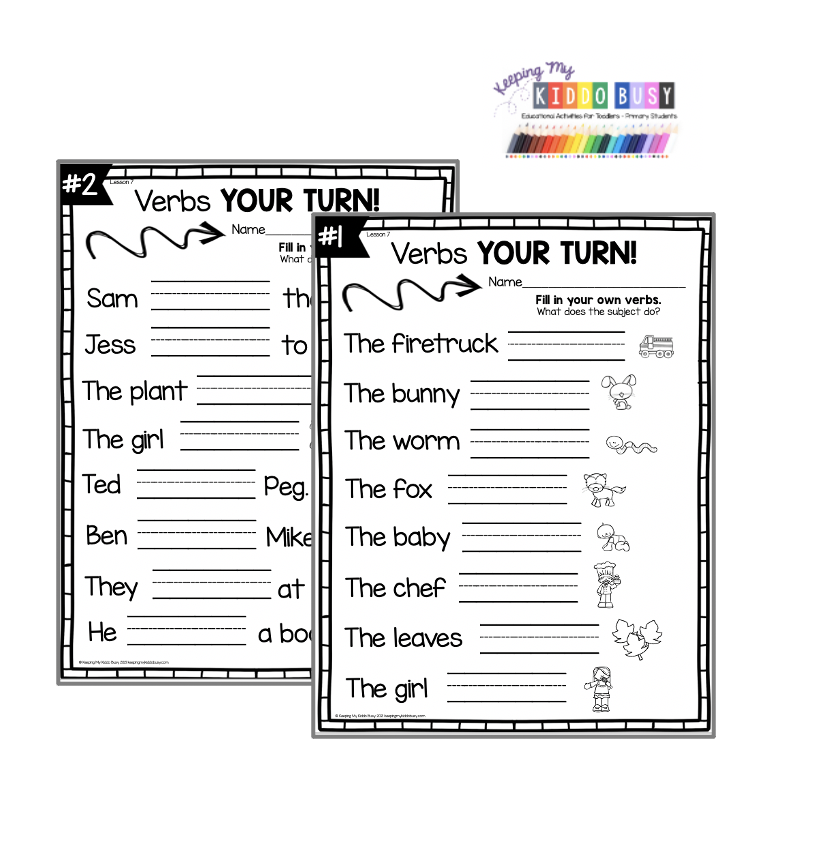 how to teach verbs primary grammar with free activities keeping my kiddo busy