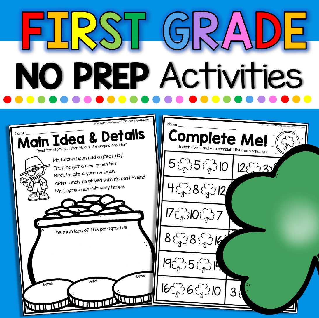 First Grade Activities for March FREE WORKSHEETS