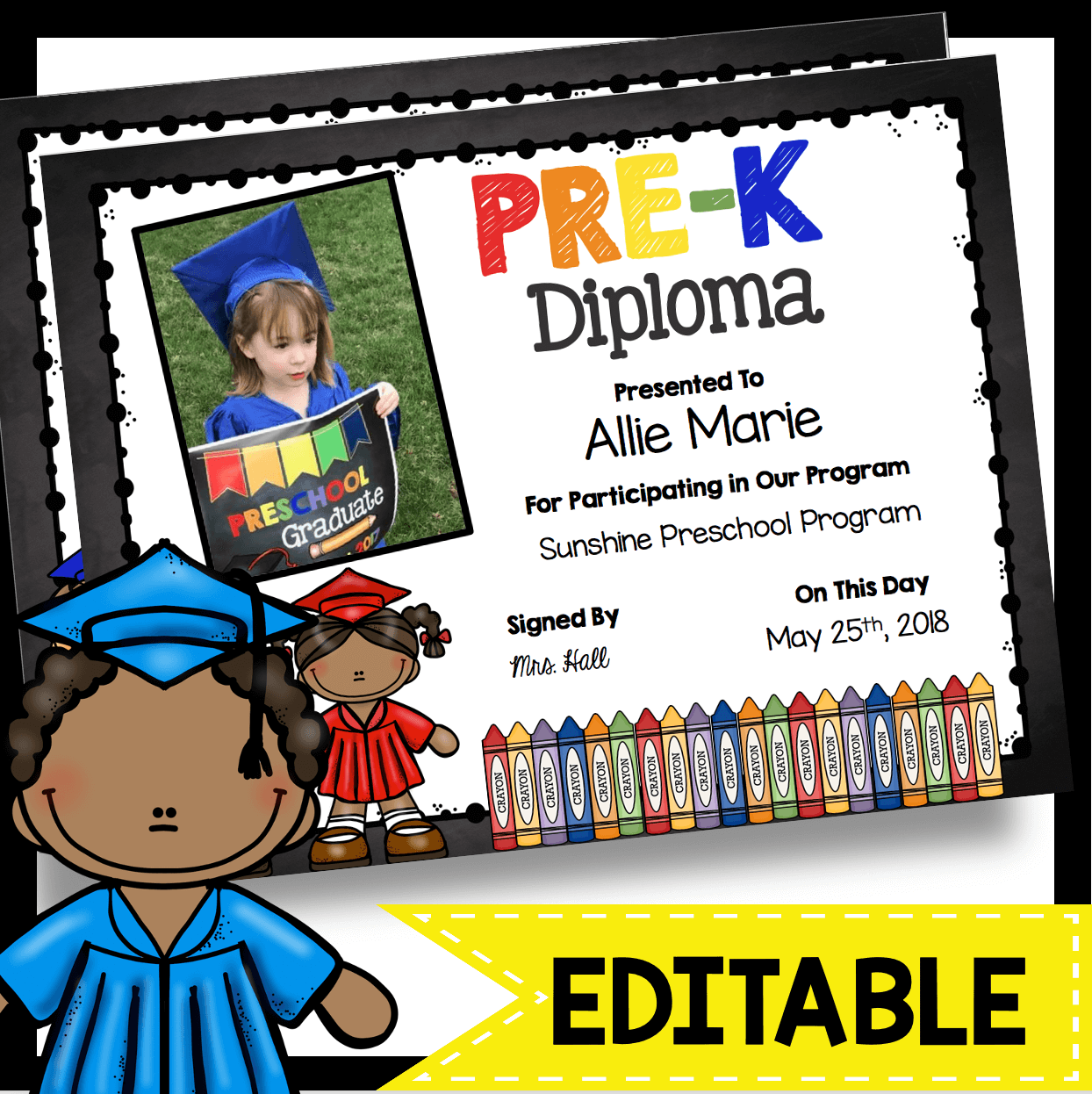 Editable Pre-K Diploma