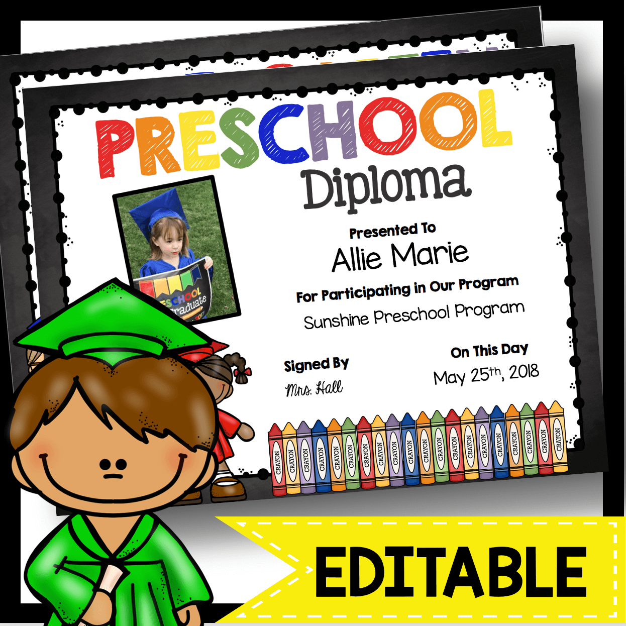 Editable Preschool Diploma
