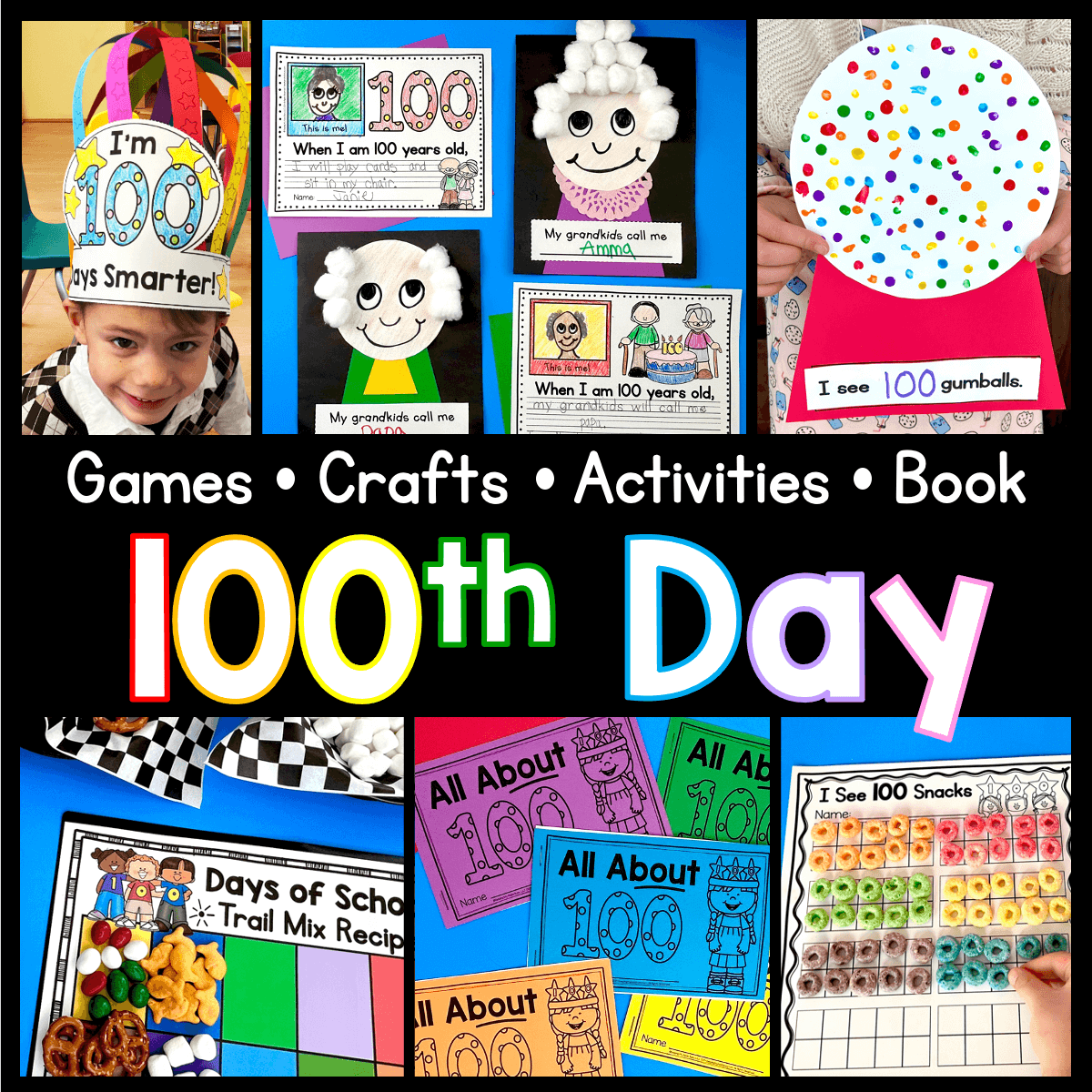 100 Days in School - Games Activities Crowns - Kindergarten - Preschool - 1st grade FREEBIE