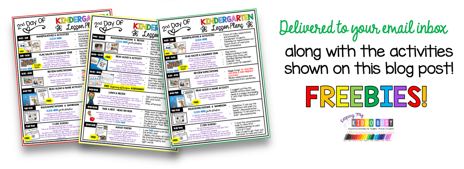 FREE lessons and activities for the second day of kindergarten ...