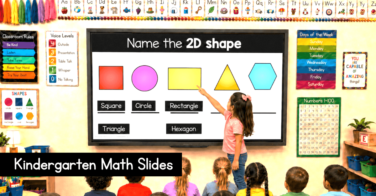 kindergarten shapes unit google slides smartboard smart board interactive lessons free