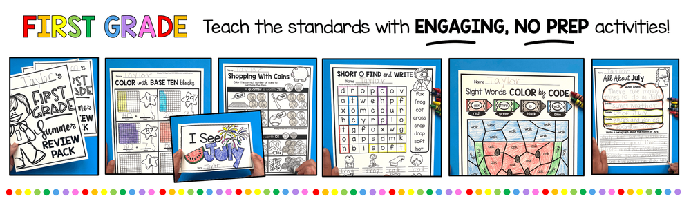 SUMMER REVIEW activities and worksheets for first grade ...