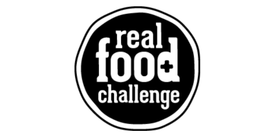 Circular black and white logo for Real Food Challenge