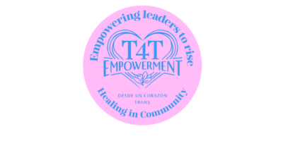 A pink and blue circular logo for T4T Empowerment