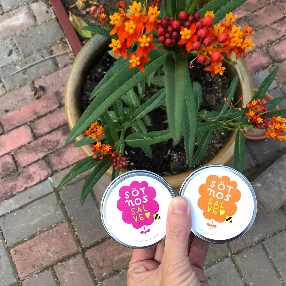 geranium scented and orange scented Sötnos salves