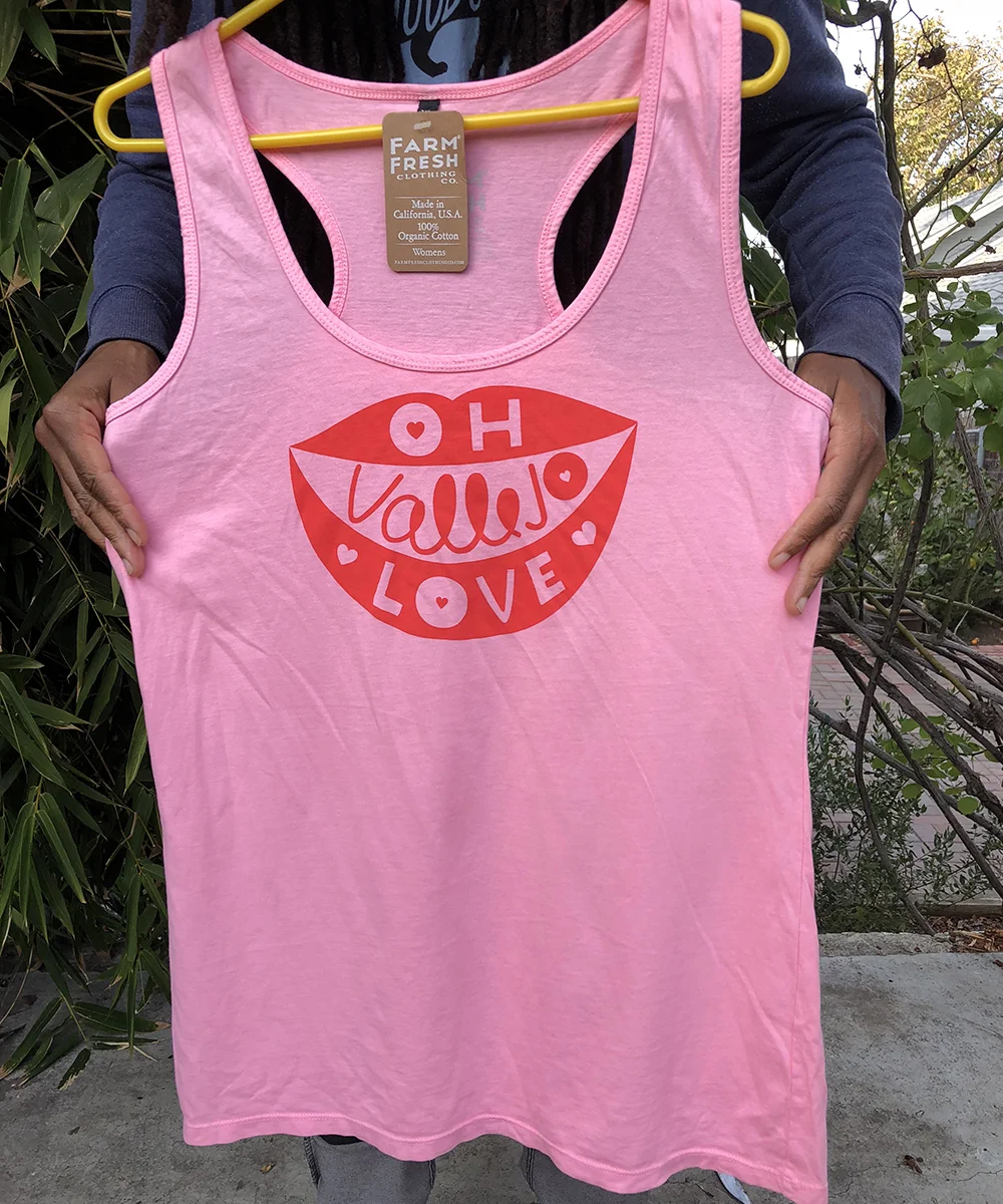 Pink Oh Vallejo Love organic cotton tank top