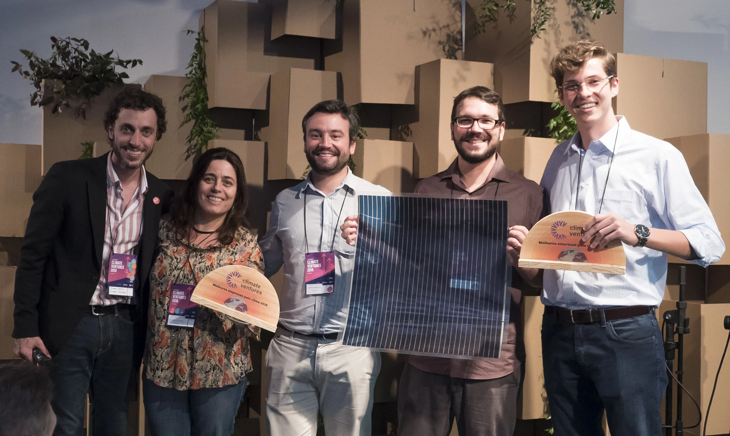 Ricardo Gravina da Climate Ventures, Ana Patrícia Cota Gomes do Origens Brasil, André Menezes da Baanko, Daniel Contrucci da Climate Ventures e Thiago Mattar da Sunew.