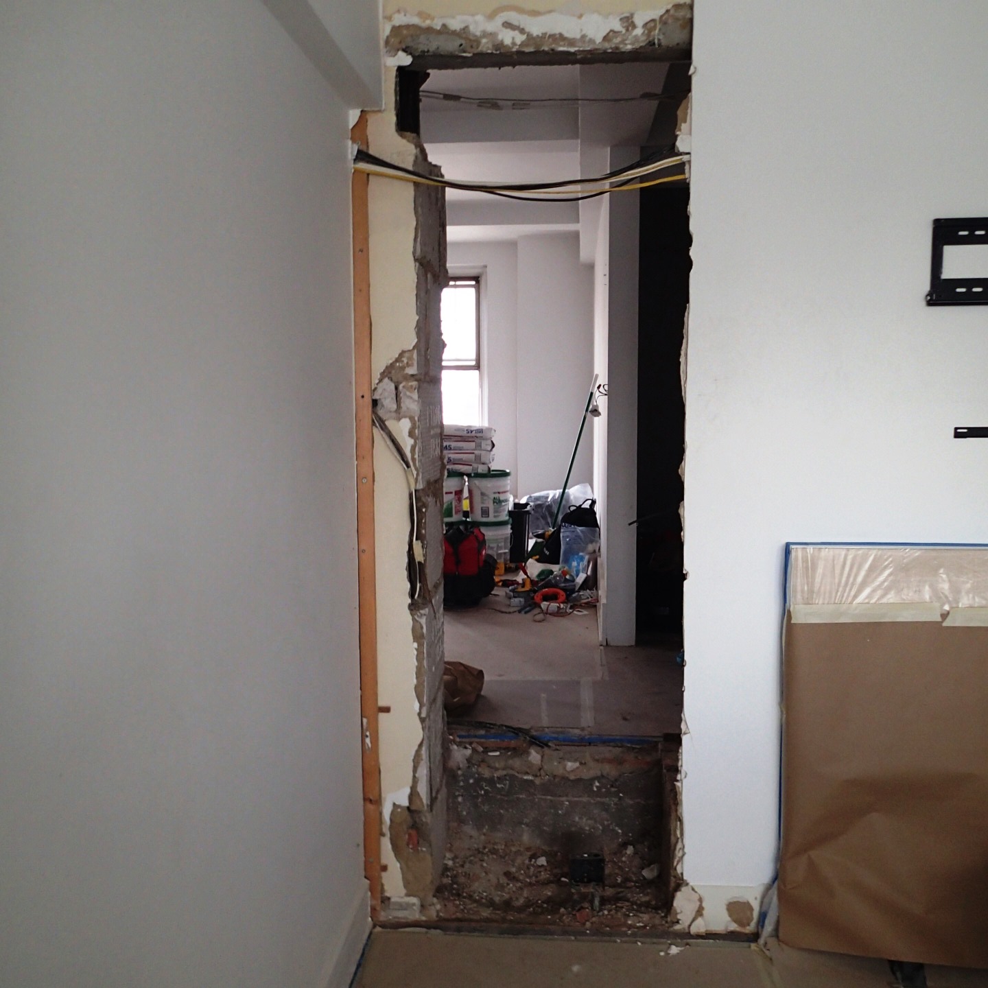 Creating the connection.  (Floor height differential was 20 inches.)