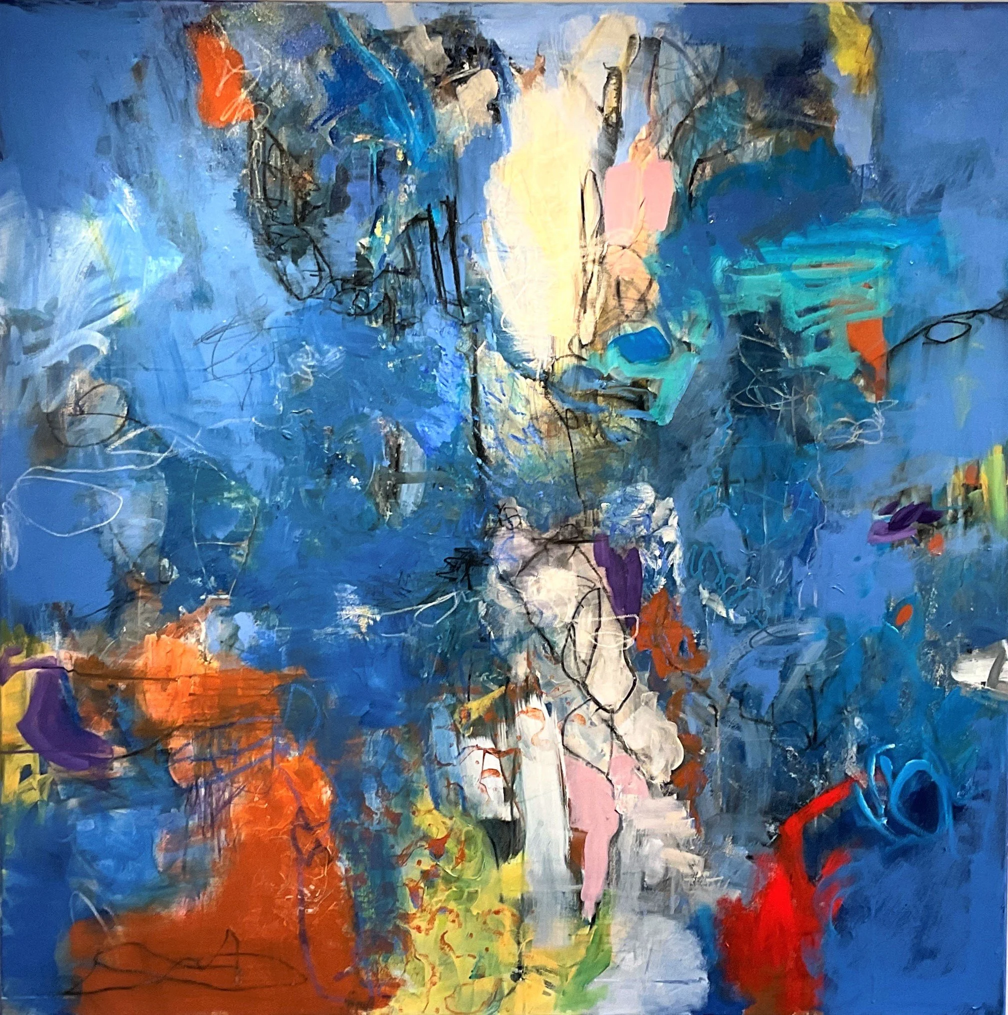 THE LIGHT ON MY HORIZON #1, acrylic, pastel, pencil on canvas, 60x60" $6700