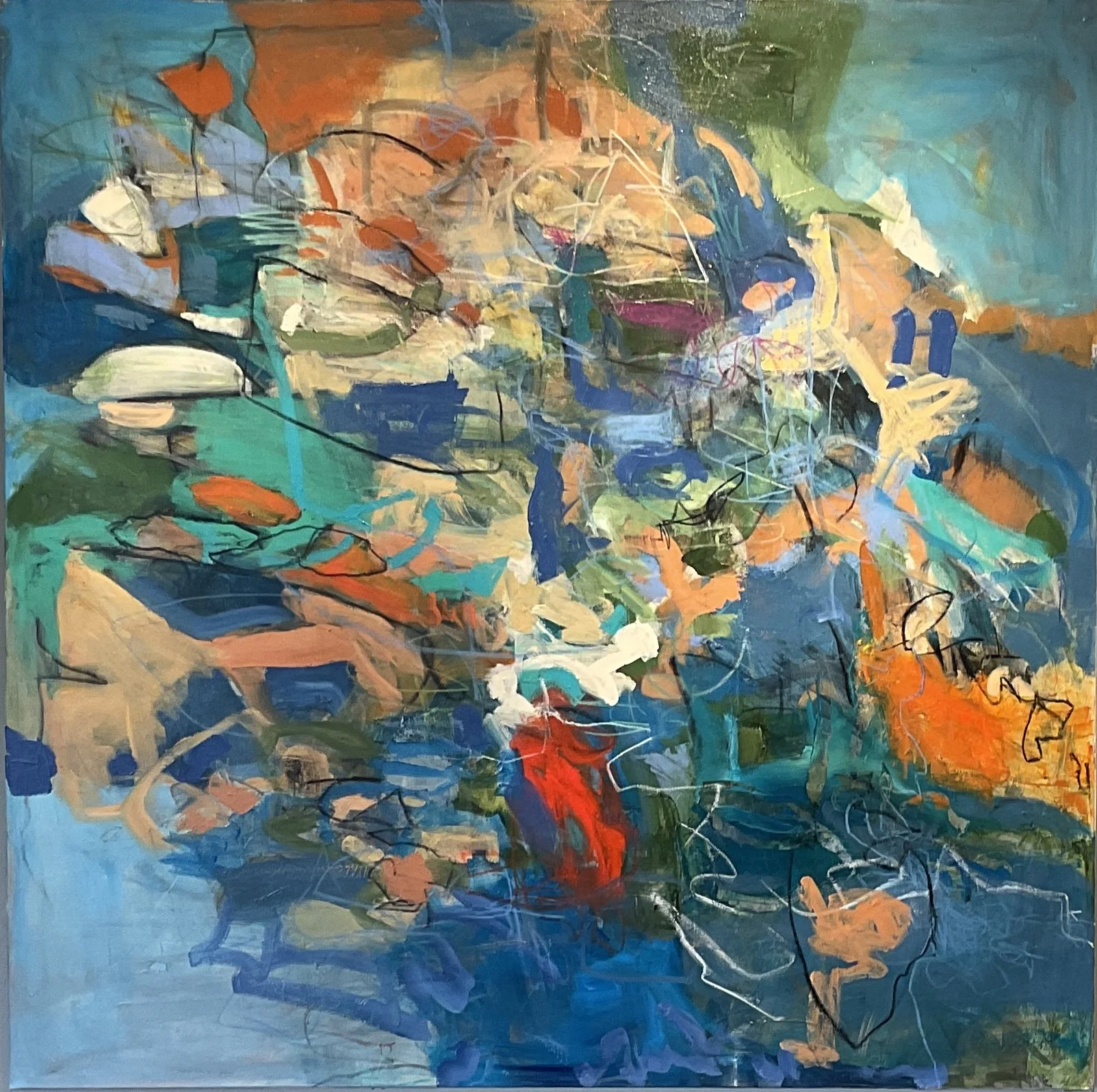 MY RESTLESS DREAMS 48x48" acrylic, pencil, charcoal on canvas,  $5700