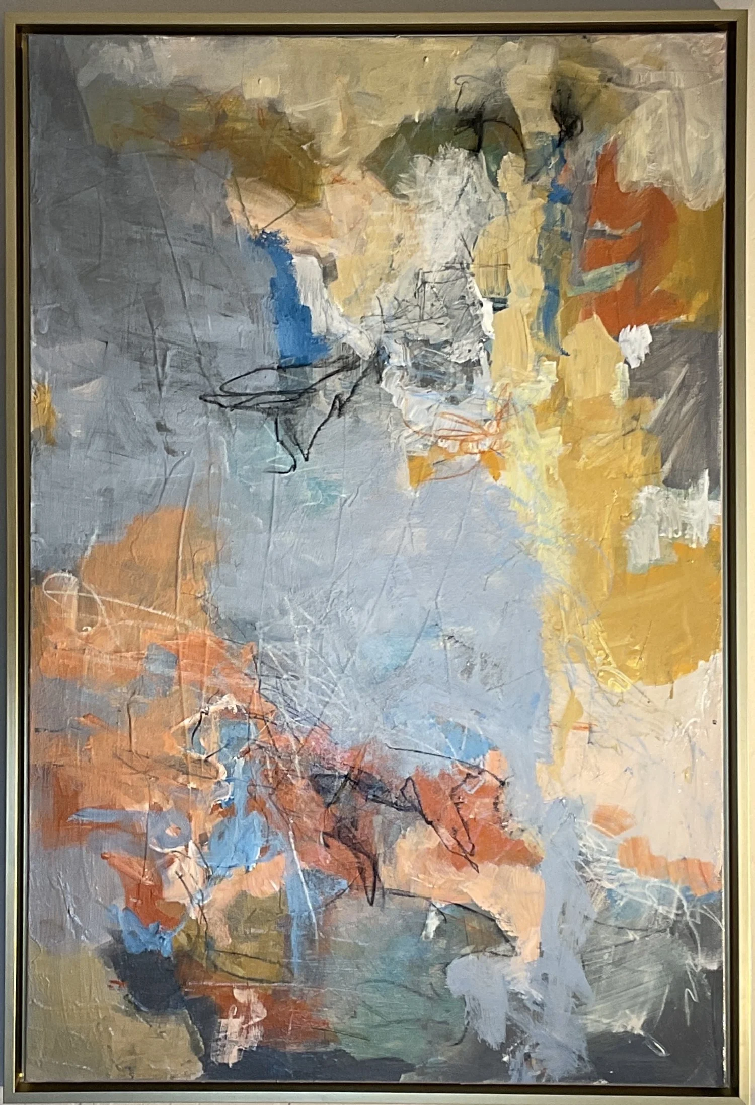 ALLUSION, acrylic and pencil on canvas, 37.5 x 25.5" framed  (SOLD)