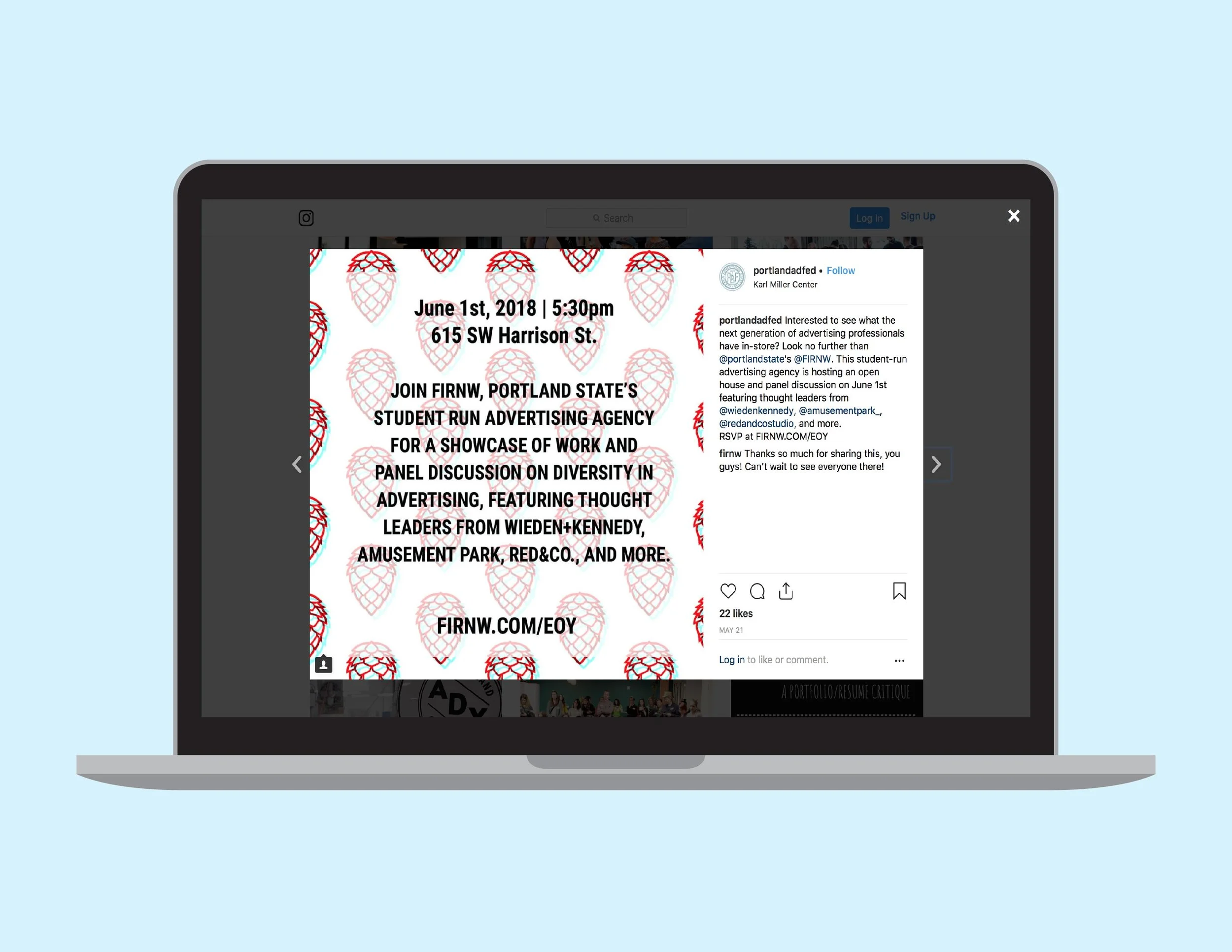 The event was promoted on the FIR NW website as well as social media, with the Portland Advertising Federation posting about the event.