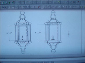 CAD drawing of a gas lantern 