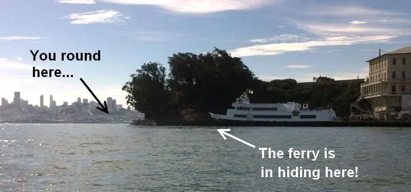Watch for the ferry at Alcatraz (click for full size)
